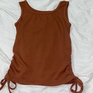 Brown shein side tie tank top